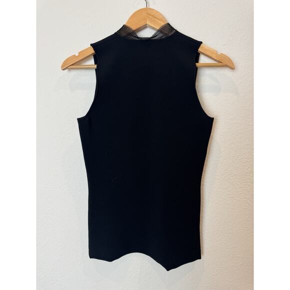 Alexander Wang Black Knit Tank Top with Chainmail V-Neck Draped Runway M - Picture 9 of 10